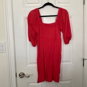 Coral off the shoulder dress